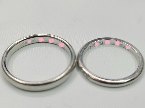 TIFFANY&Co. ティファニー PT950 プラチナ ペア マリッジリング 結婚指輪 刻印 16号 9.5号 メンズ レディースのみダイヤ ケース_画像5