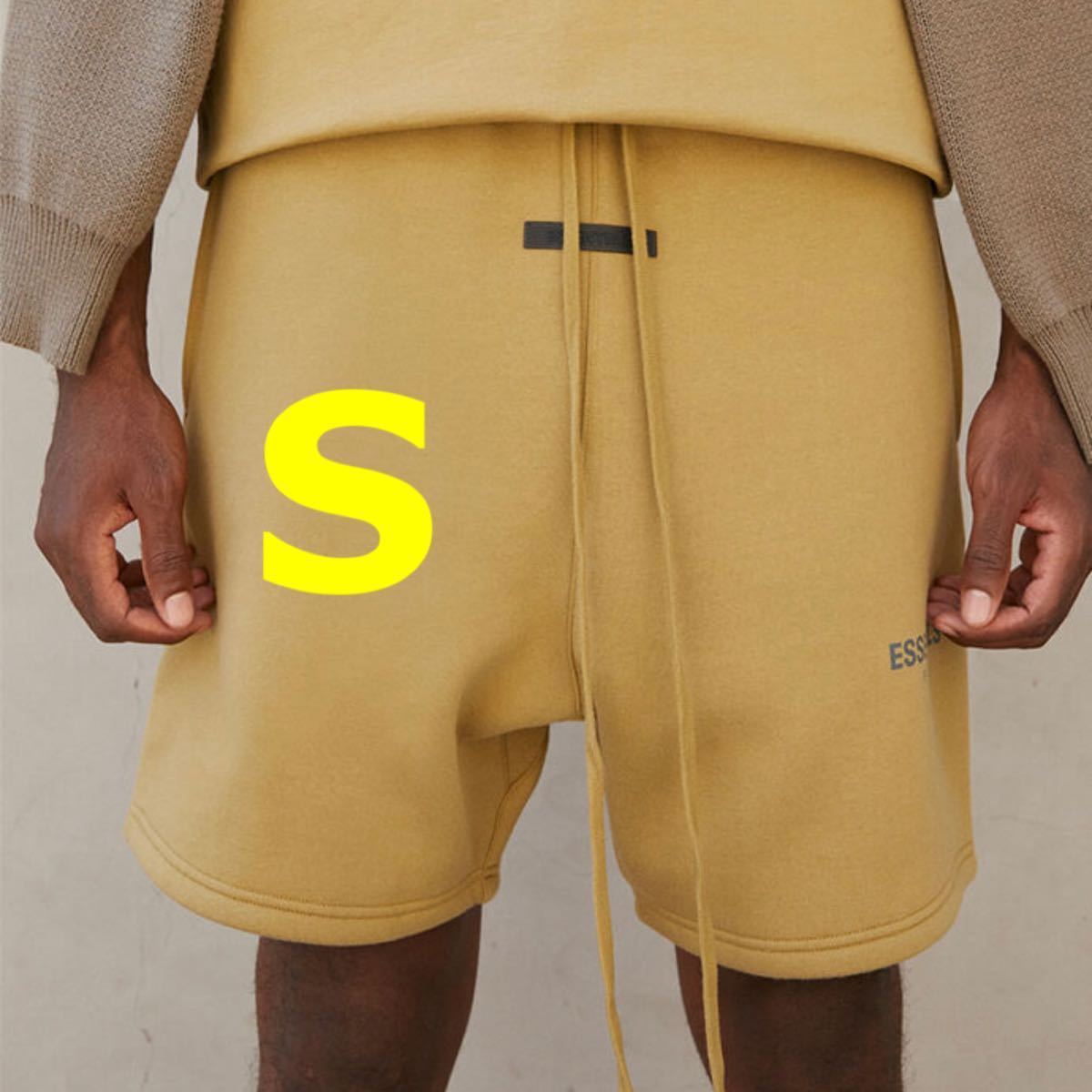 【S】アンバー FOG Essentials 21FW Sweat Shorts イエロー ハーフパンツ ショートパンツ Fear Of God フィアオブゴッド エッセンシャルズの画像1