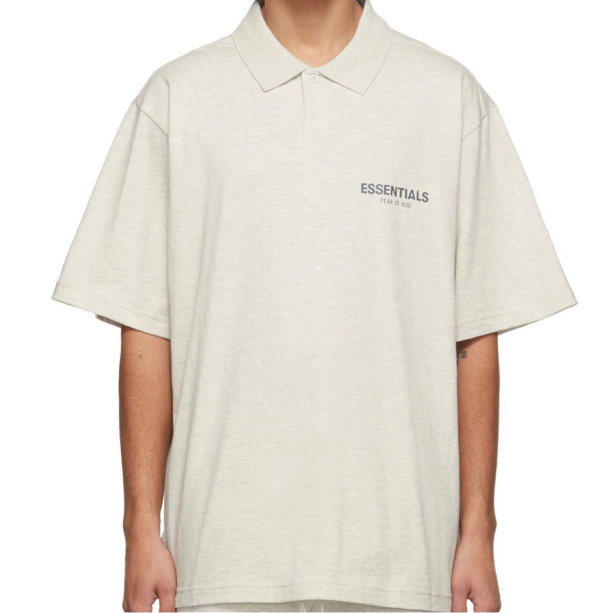 【XL】オートミール Essentials Logo ポロシャツ グレー Oatmeal FEAR OF GOD エッセンシャルズ フィアオブゴッド ロゴ 半袖