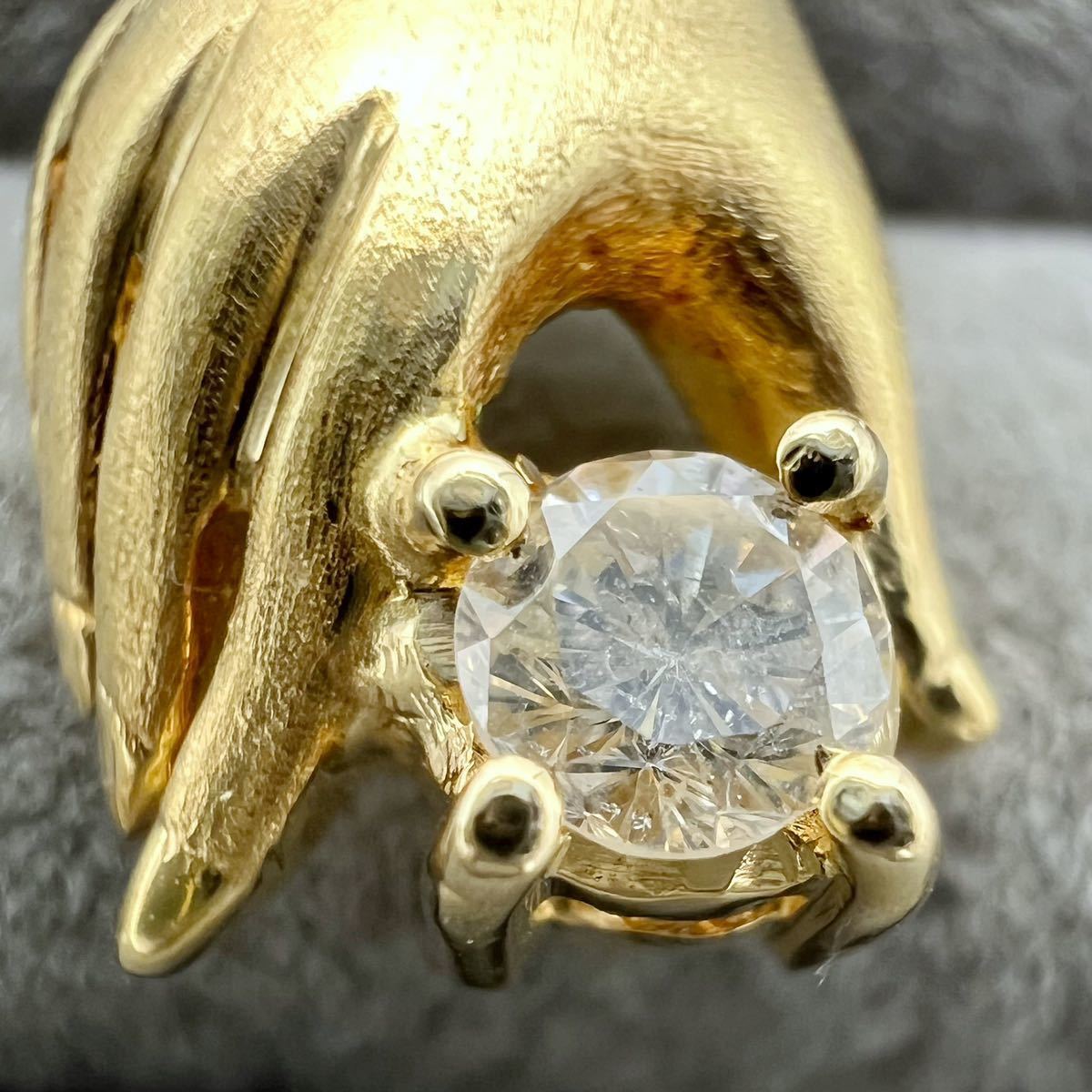 k18 天然 ダイヤモンド 計 0.25ct ダイヤ 手モチーフ ネックレス