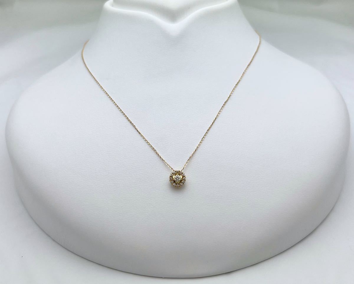 k18YG 天然 ダイヤモンド 0.142ct ダイヤ スター ネックレス-