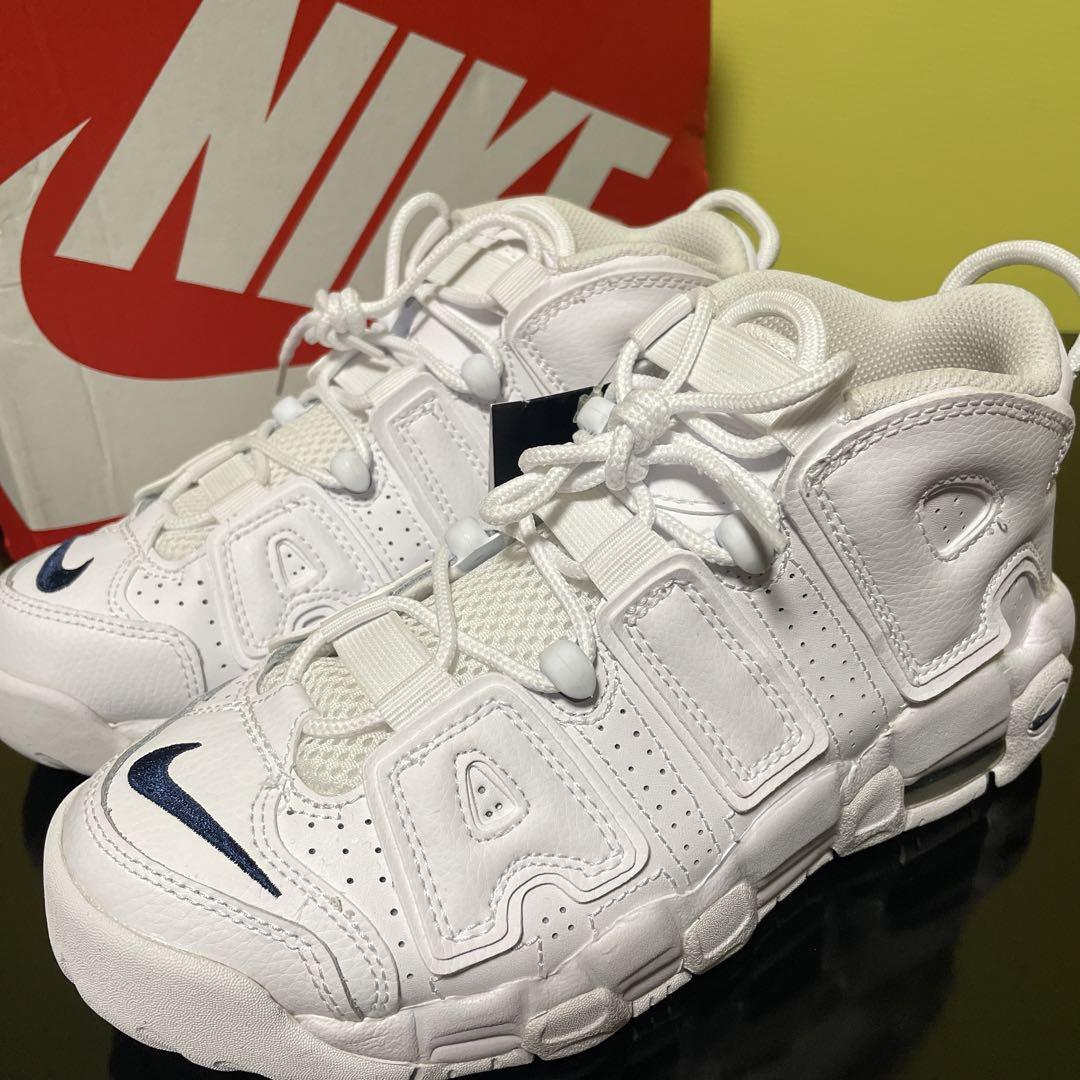 24.0cm ★ NIKE AIR MORE UPTEMPO(GS) ナイキ エア モア アップテンポ バッシュ 白 スニーカー レザー DH9719-100_画像1