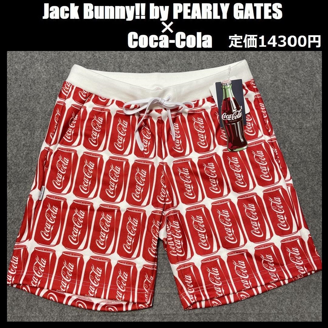 M размер (4) * новый товар Jack Bunny!! by PEARLY GATES Pearly Gates Jack ba колено Coca * Cola красный шорты Golf 262-1132517