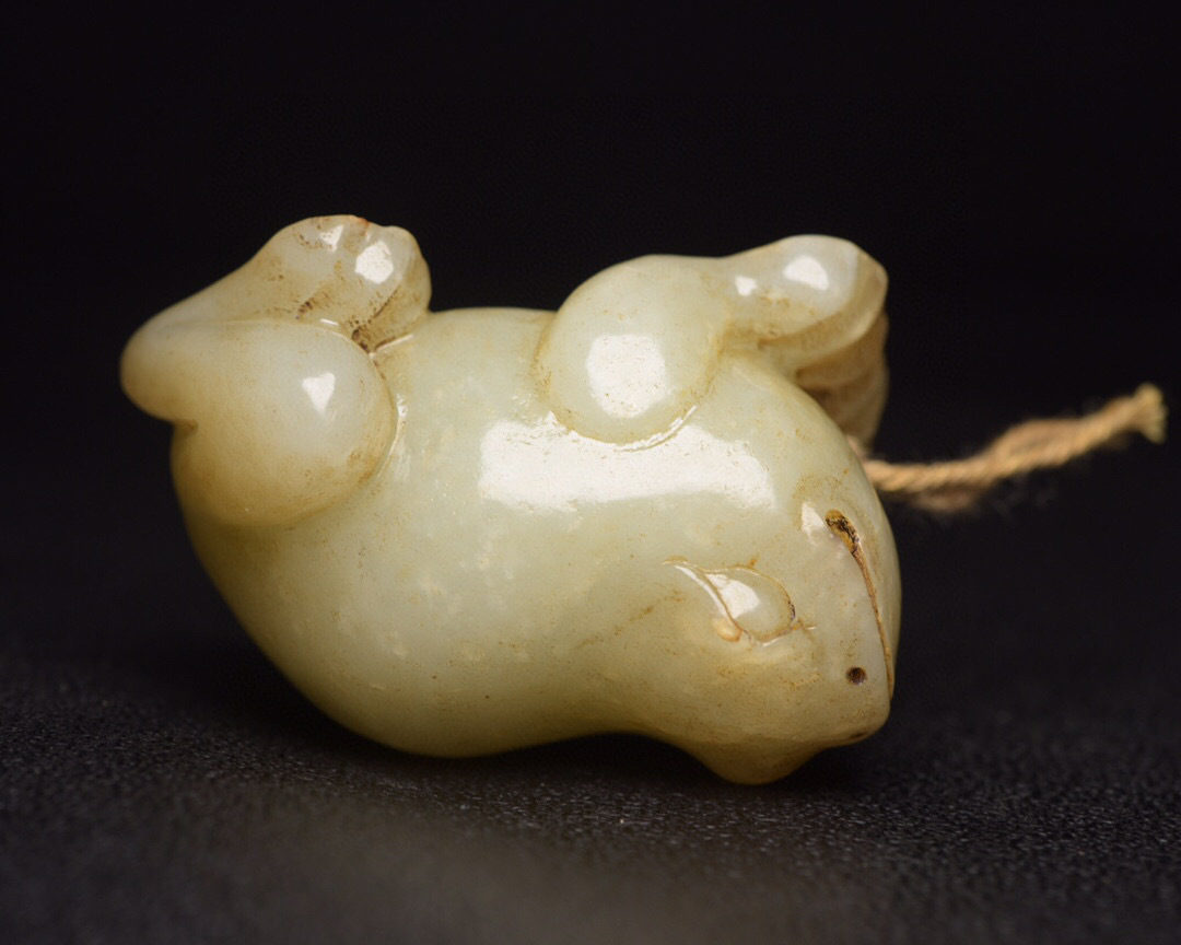 和田玉製・細密彫・呱呱來財『収蔵家蔵』稀少珍品・置物・古賞物・中国