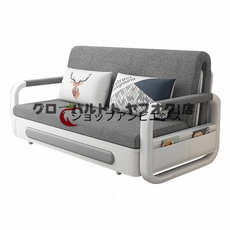 人気推薦★多機能耐久便利実用 折りたたみベッド 収納ケース付き ソファーベッド ダブルベッド 洗える布地綿麻 ソファー 家庭用