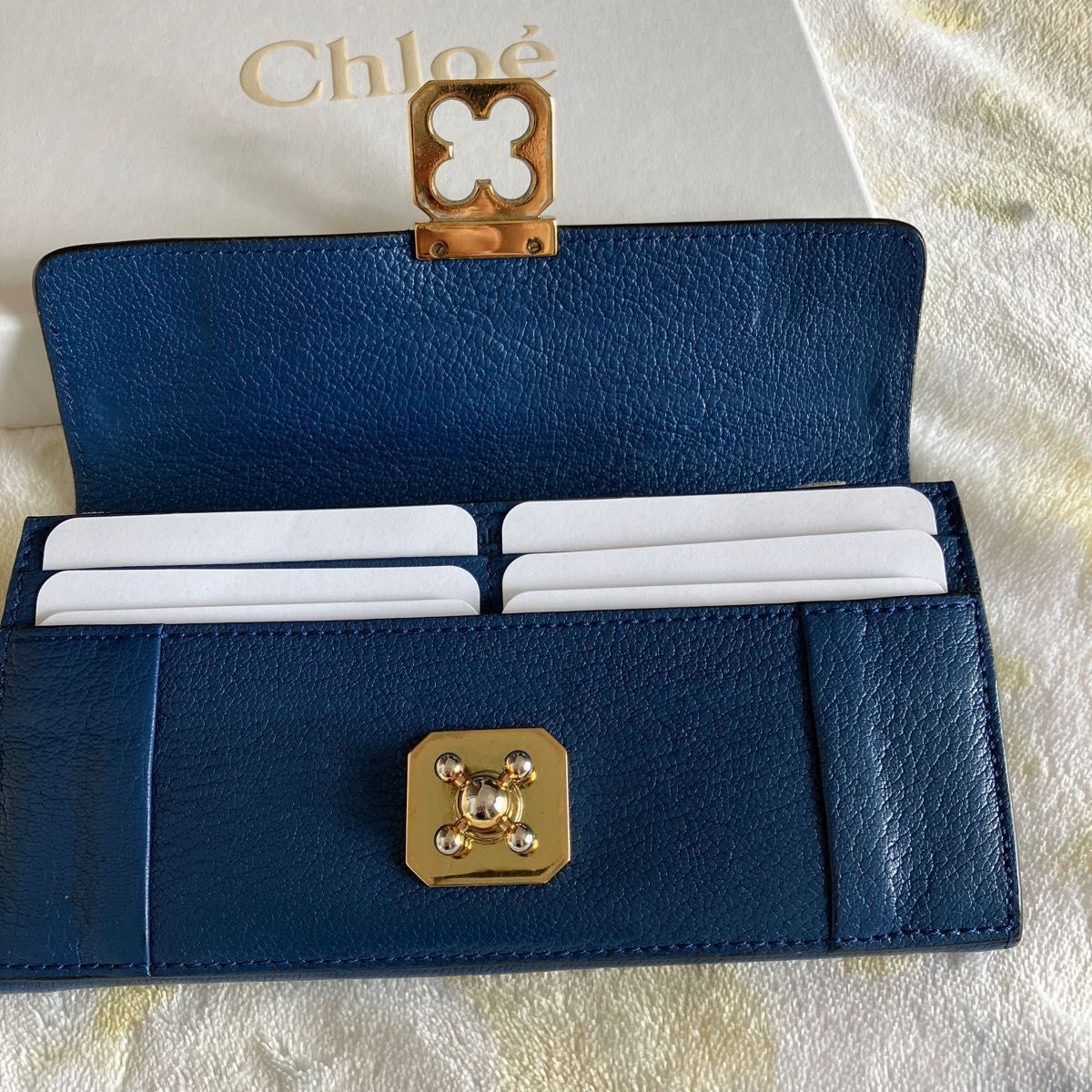 クロエ　Chloe 長財布　ネイビー★ カード収納たっぷり☆Chloe箱付き→9枚目写真☆  