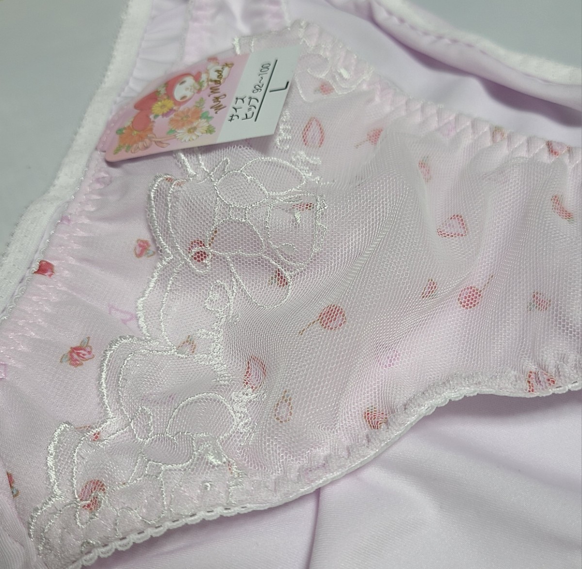  new goods My Melody L pink chiffon bla& shorts set bra pants race strawberry Cherry Sanrio girls teens 