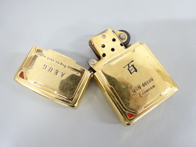 着火確認済み 2004年製 ZIPPO ジッポ 機動戦士Zガンダム GUNDAM AEUG 百式 MSN-00100 Quattro Bagina used model 金 ゴールド ライター_画像3