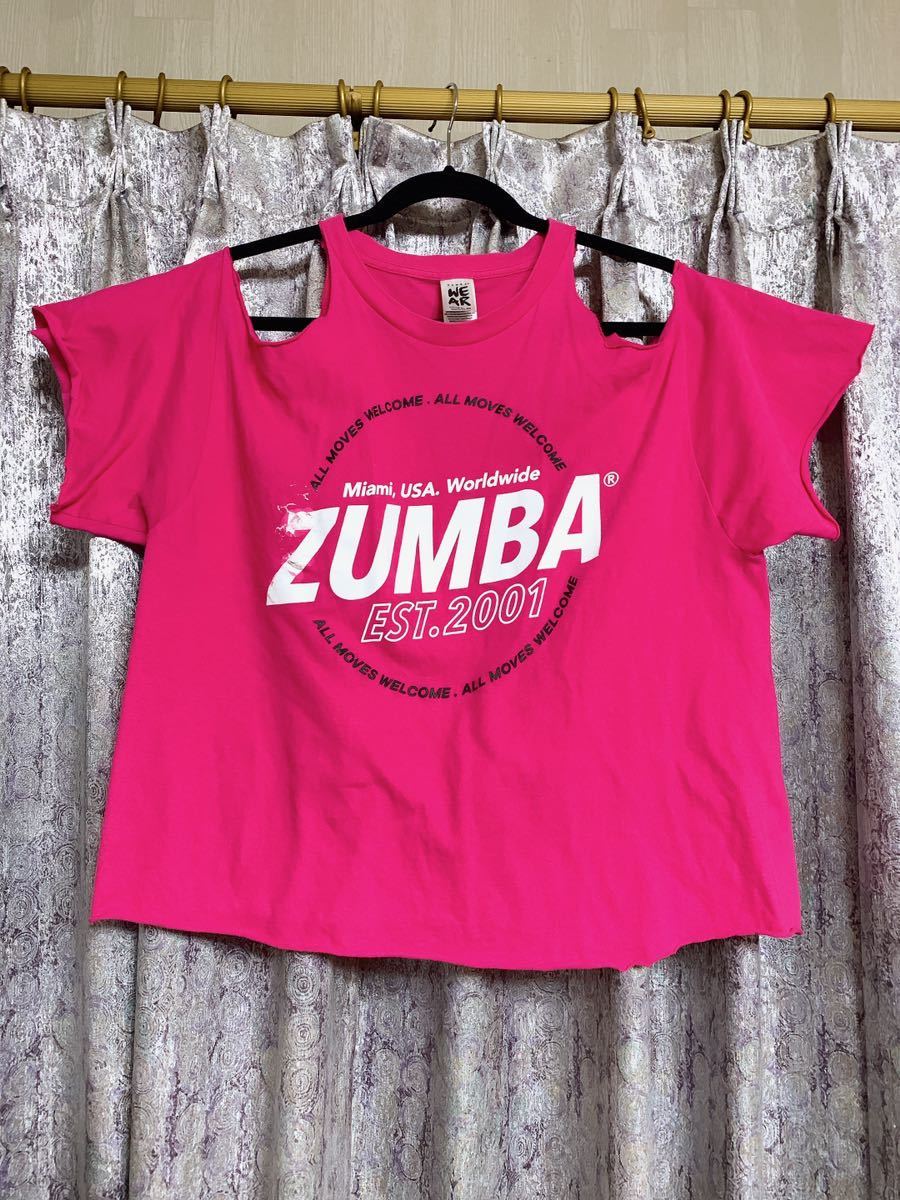 ZUMBA ズンバ リメイク 正規品 シャツ Tシャツ 肩出し 肩開き ZUMBA ズンバ リメイク 正規品 シャツ Tシャツ 肩出し 肩開き