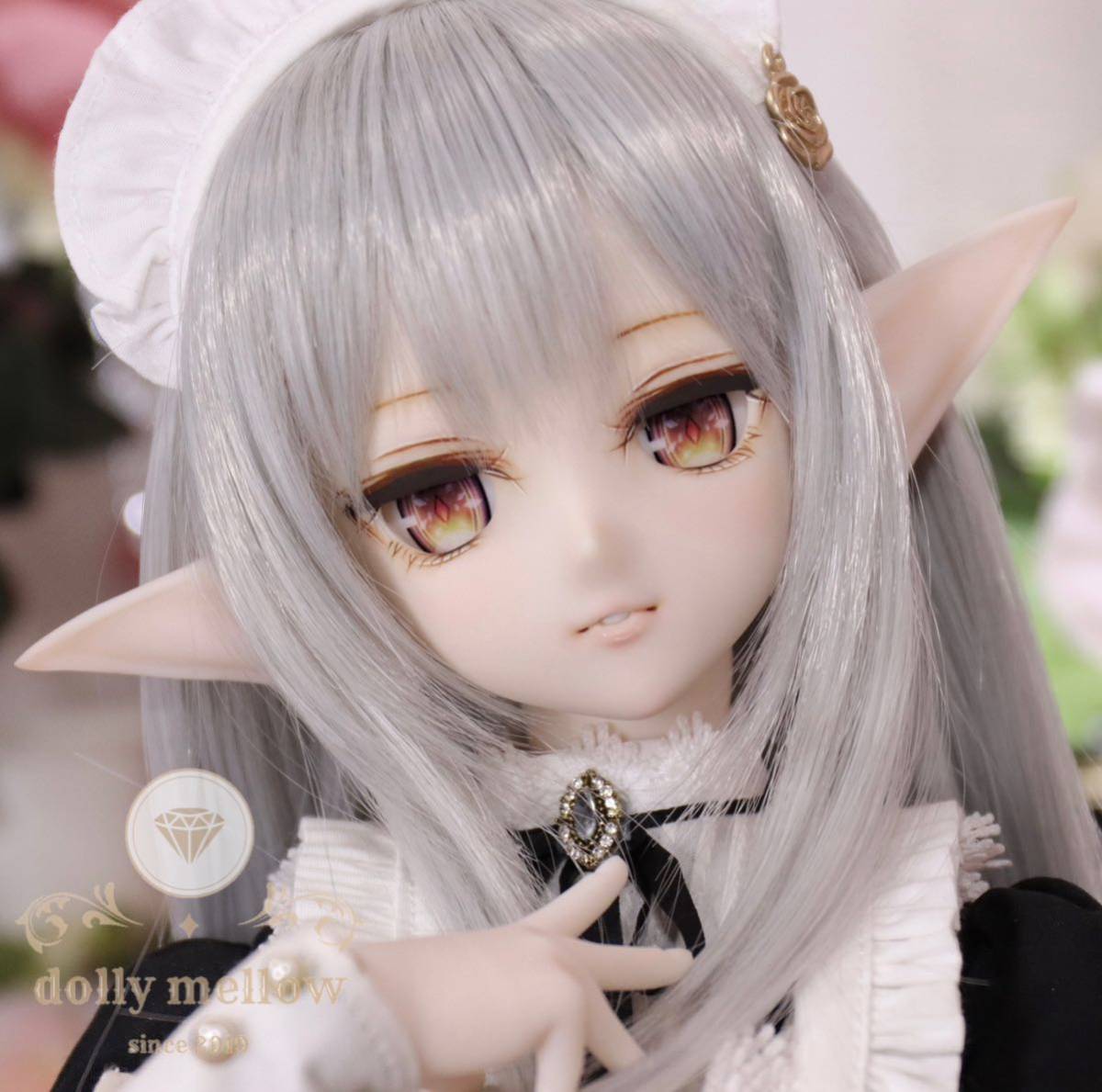 *dolly mellow* DDH-09(セミホワイト肌)カスタムヘッド＋碁石アイ【難あり】ドルフィードリーム _画像1