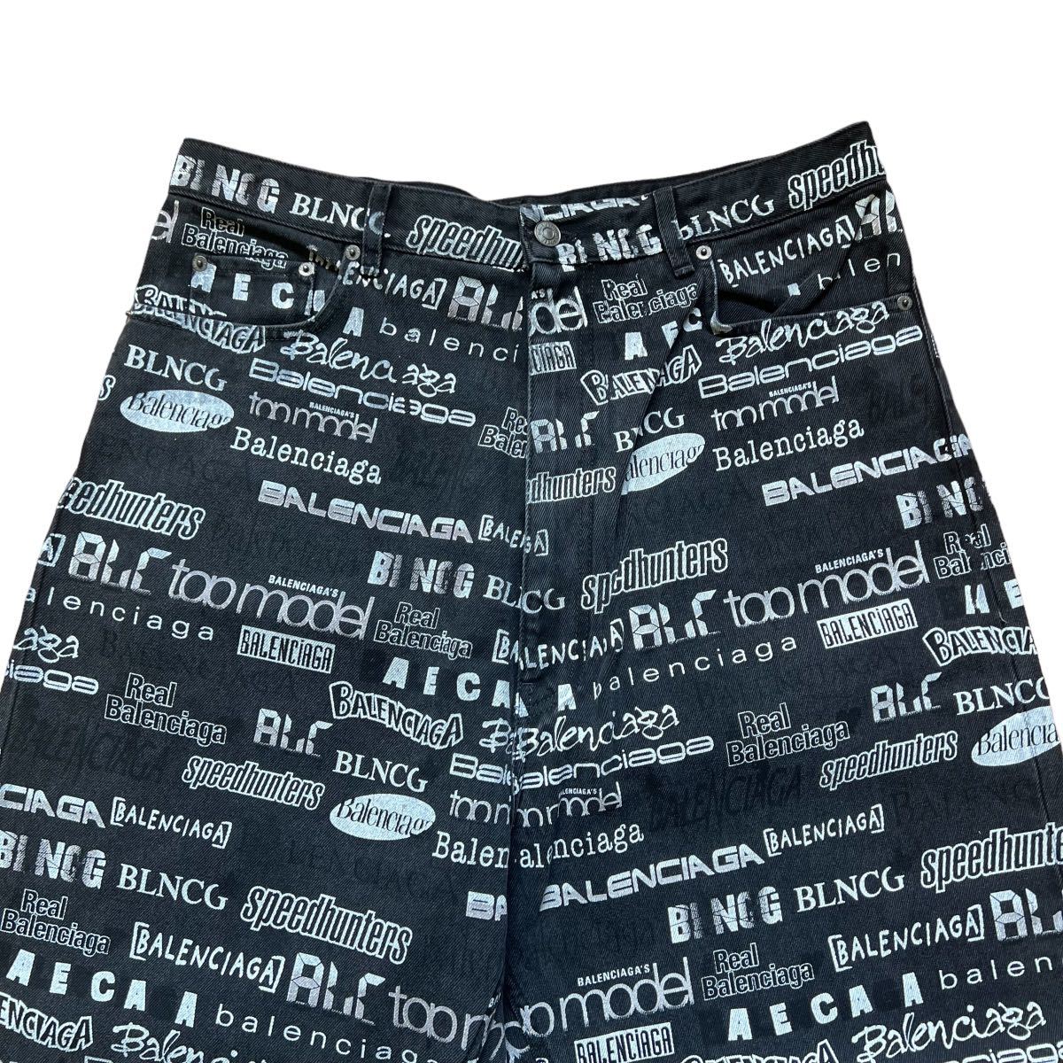 バレンシアガ 20AW オーバープリント バギーデニムパンツ ブラック