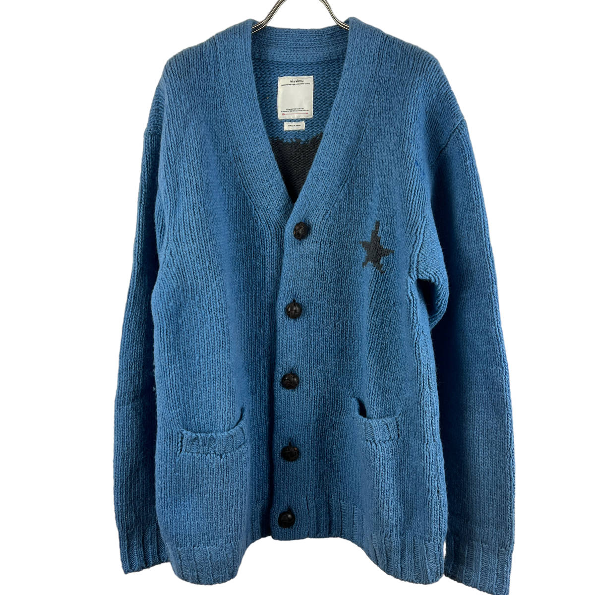 【20%OFF】VISVIM(ビズビム) SELMER LONG Animal Pattern Knit Cardigan (blue)_画像1