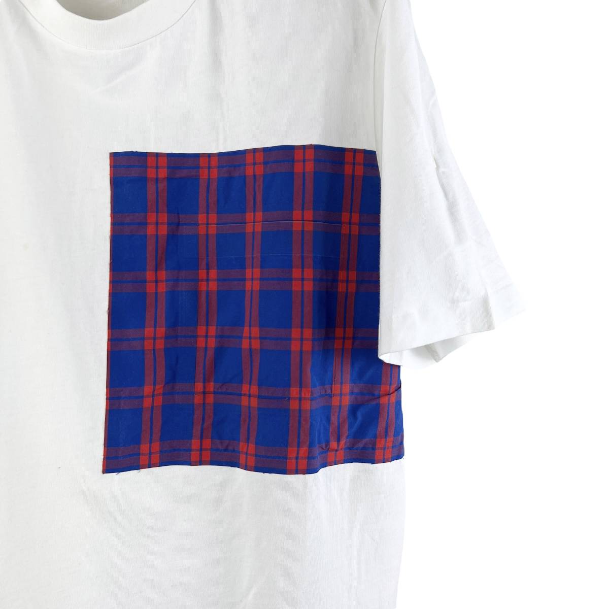 OAMC(オーエーエムシー) Bottom Sleeve Check Pattern T Shirt (white