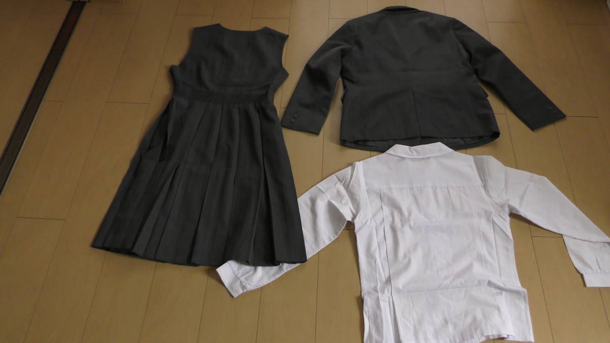 希少　兵庫県　仁川学院中学高校　旧タイプ　ジャケット ジャンパースカート 上下3点セット 指定 165A 冬物 女子 グレー 中古