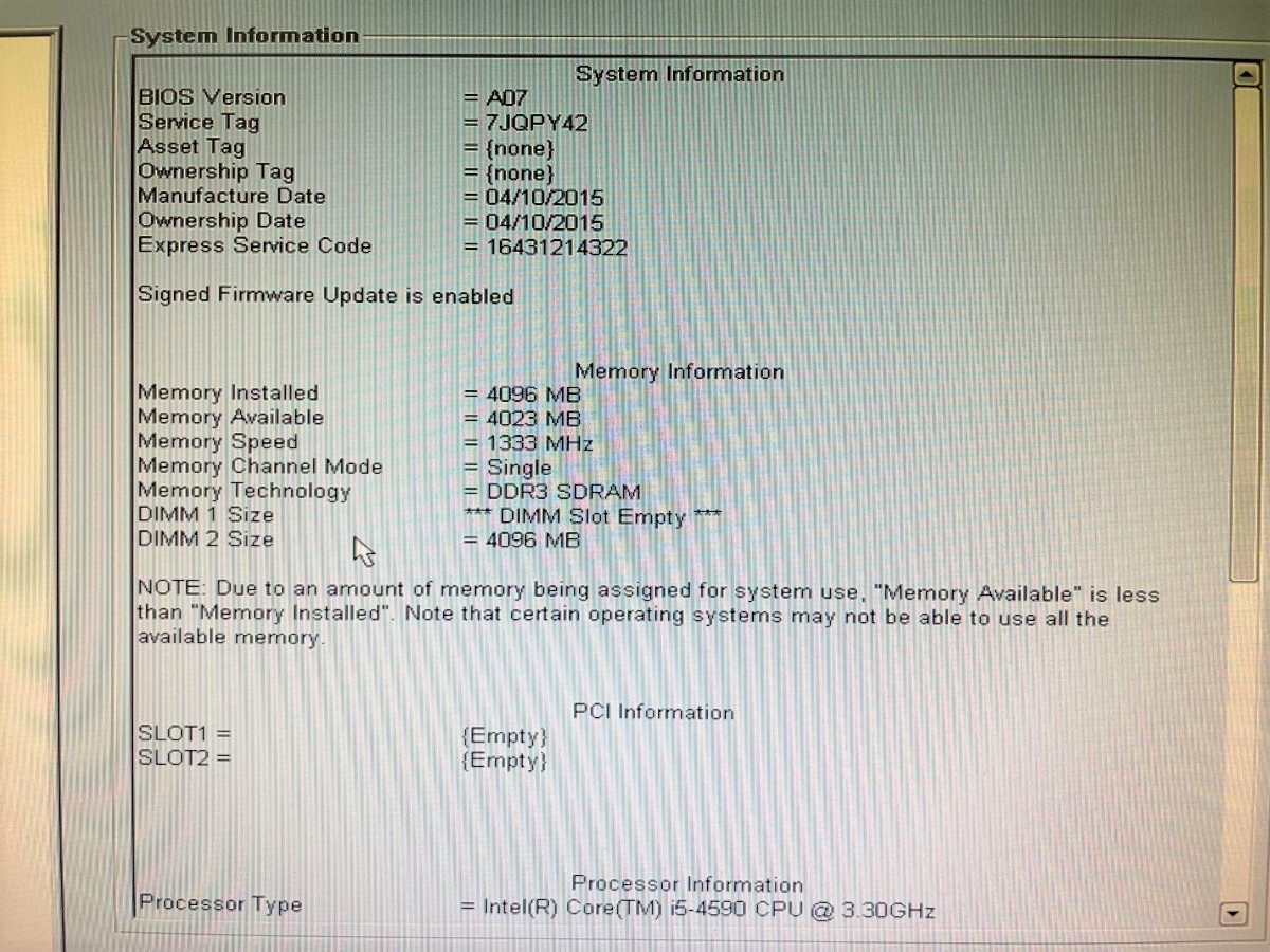 ジャンク　HDDなし　Dell OptiPlex 3020 SFF　Core i5-4590 @3.30GHz　メモリ4GB　中古　②_画像8