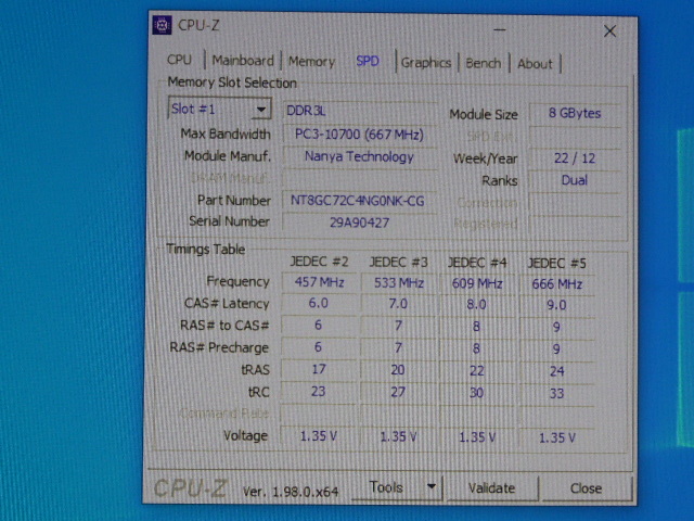 メモリ サーバーパソコン用 低電圧 1.35V NANYA PC3L-10600R(DDR3L-1333R) ECC Registered 8GBx4枚 合計32GB 起動確認済みです_画像6