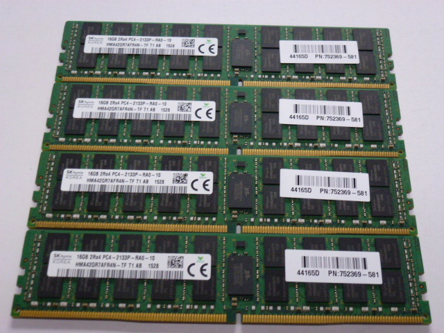 交換無料！ メモリ サーバーパソコン用 1.20V SK hynix PC4-17000P(DDR4-2133P) ECC Registered 16GBx4枚合計64GB 起動確認済です HMA42GR7AFR4N-TF① その他