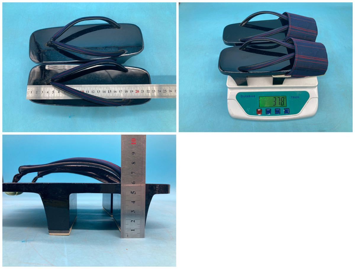 【A7416O098】下駄 雨下駄 防寒下駄 23cm相当 紺色 黄色 和装小物 晴雨兼用 着物 浴衣 和装 レトロ 和風 モダン_画像9