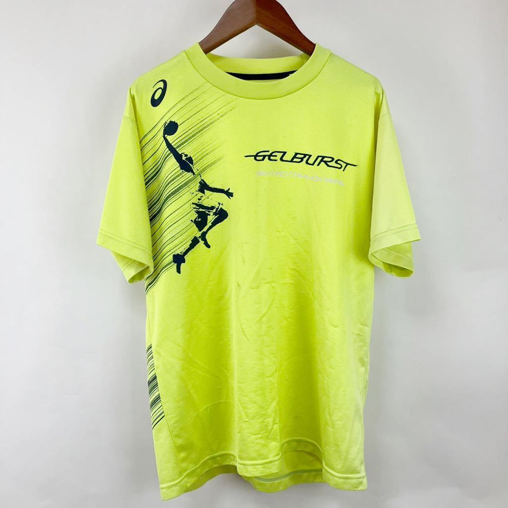 asics アシックス メンズ Mサイズ ポリエステル製 半袖Tシャツ スポーツウェア ランニングウェア 蛍光色Tシャツ ポリエステル製 イエロー