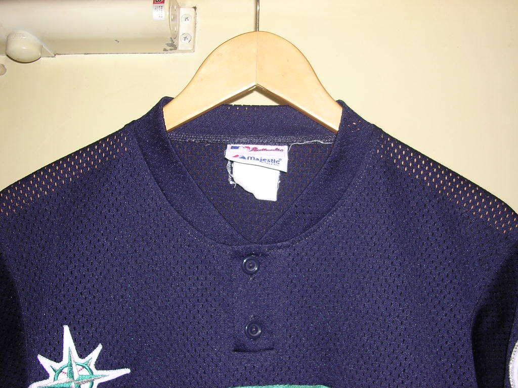 90s USA製 Majestic MLB Seattle Mariners #51 jersey shirt M vintage old マリナーズ イチロー メッシュ ユニフォーム Tシャツ_画像2