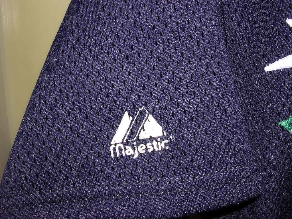 90s USA製 Majestic MLB Seattle Mariners #51 jersey shirt M vintage old マリナーズ イチロー メッシュ ユニフォーム Tシャツ_画像6
