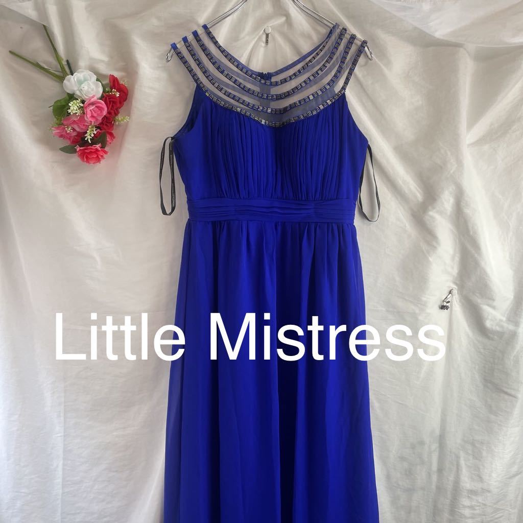Little Mistress レースワンピース ドレス ビジュー付き M ブルー 青