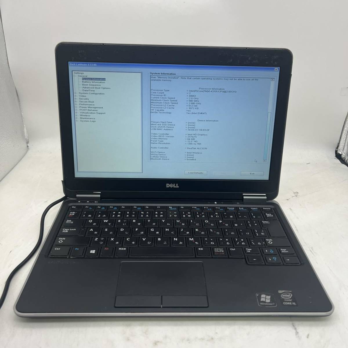 DELL/E7240/第4世代 Core i5-4310u/メモリ 4GB/12.5インチ/2_画像1