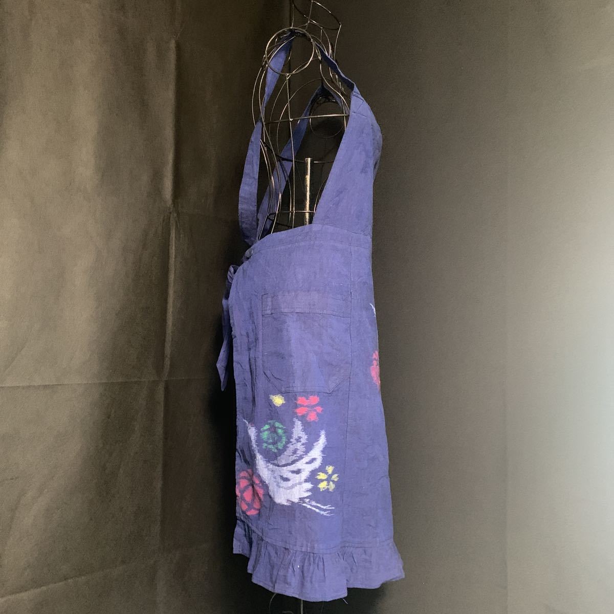 * apron apron crane tsuru hanten Indigo . cloth ... remake material hand made old cloth type dyeing . handmade patchwork ka abrasion . abrasion (7663)