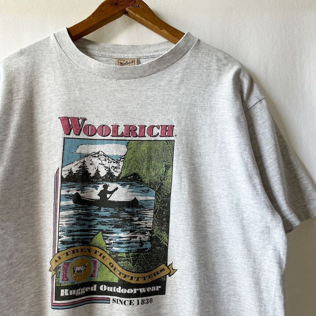 90s WOOLRICH Tシャツ L 霜降りグレー USA製 ビンテージ 90年代 ウールリッチ アメリカ製 オリジナル ヴィンテージ アウトドア