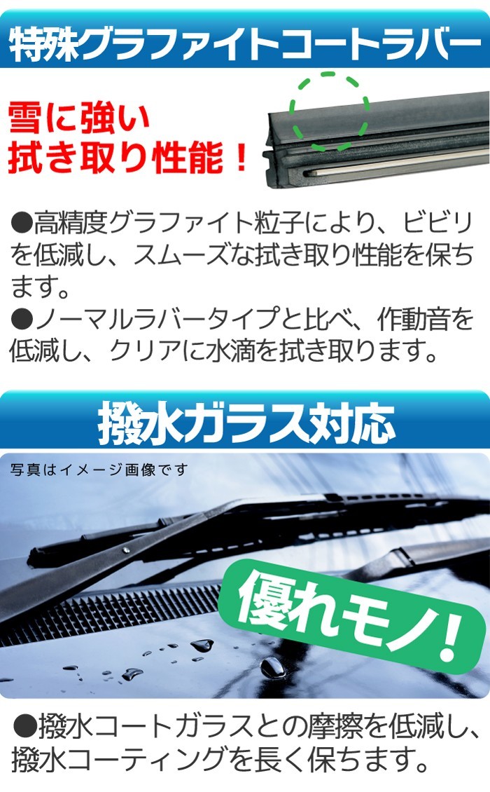 雪用 冬用 ワイパー ブレード 1本（選択：40cm / 43cm / 45cm / 48cm）タフネス 凍結防止 高耐久_画像3