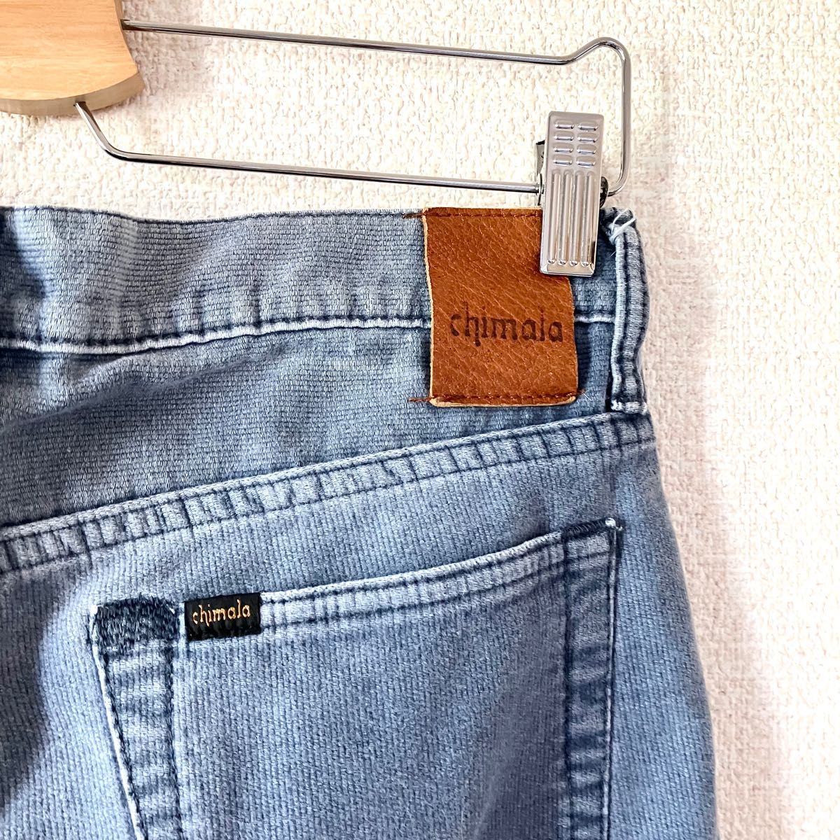 Chimala コーデュロイ デニムライク パンツ 25 ブルー ボタンフライ
