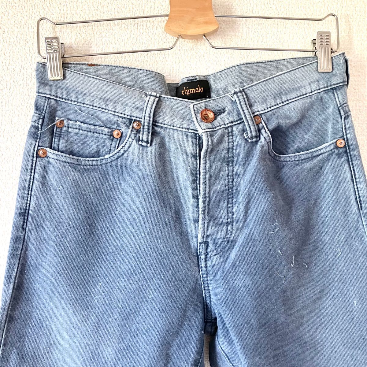 Chimala コーデュロイ デニムライク パンツ 25 ブルー ボタンフライ