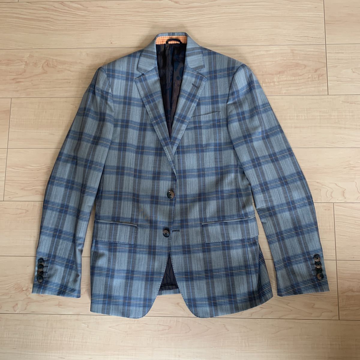 エトロ ETRO セットアップ スーツ グレー ネイビー チェック MADE IN