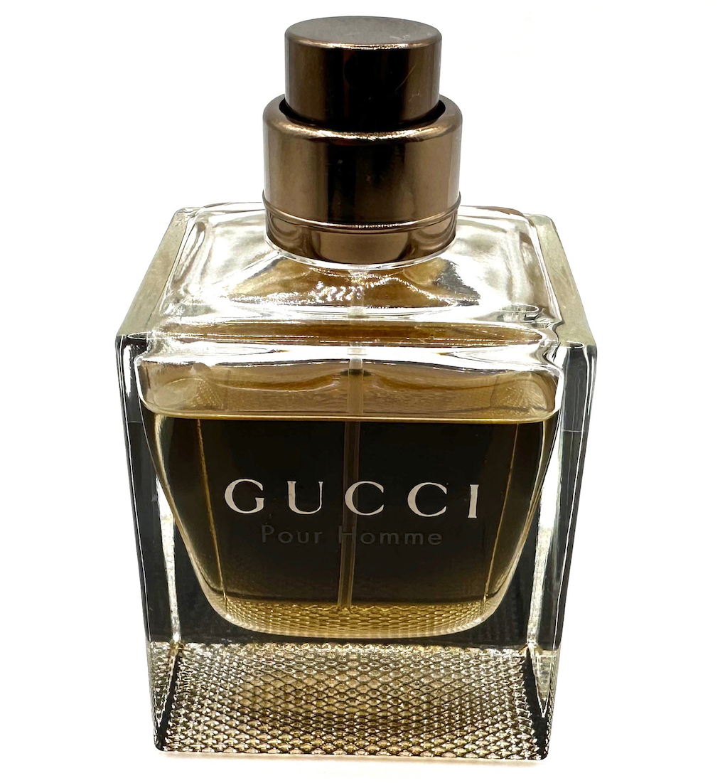 * Gucci perfume *GUCCI Pour Homme EDT. Natural Spray 50ml** exhibition USED/ remainder amount approximately 90% * approximately 45ml* ground under cold . warehouse storage / records out of production / hard-to-find / box less 