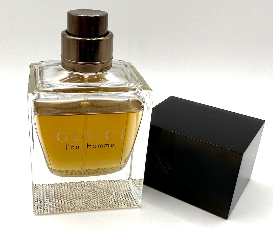 * Gucci perfume *GUCCI Pour Homme EDT. Natural Spray 50ml** exhibition USED/ remainder amount approximately 90% * approximately 45ml* ground under cold . warehouse storage / records out of production / hard-to-find / box less 