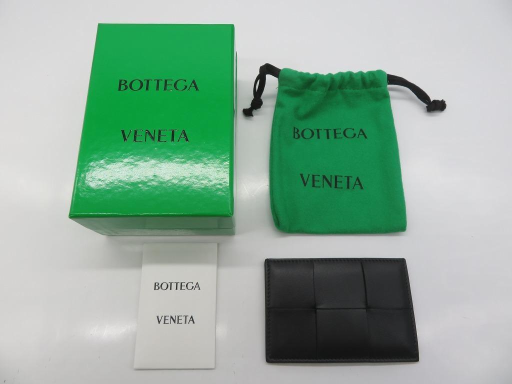 BFF35★ボッテガヴェネタ/BOTTEGA VENETA 未使用 マキシ イントレチャート カードケース ラムスキン ブラック 箱 保存袋 651401