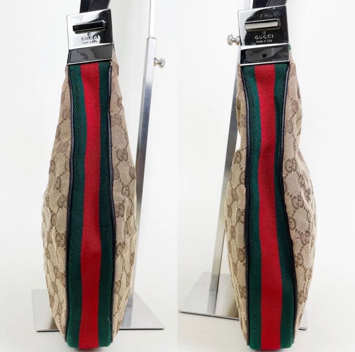 グッチ GUCCI ショルダーバッグ ワンショルダー 肩掛け シェリーライン GGキャンバス G金具 ハーフムーン レザー