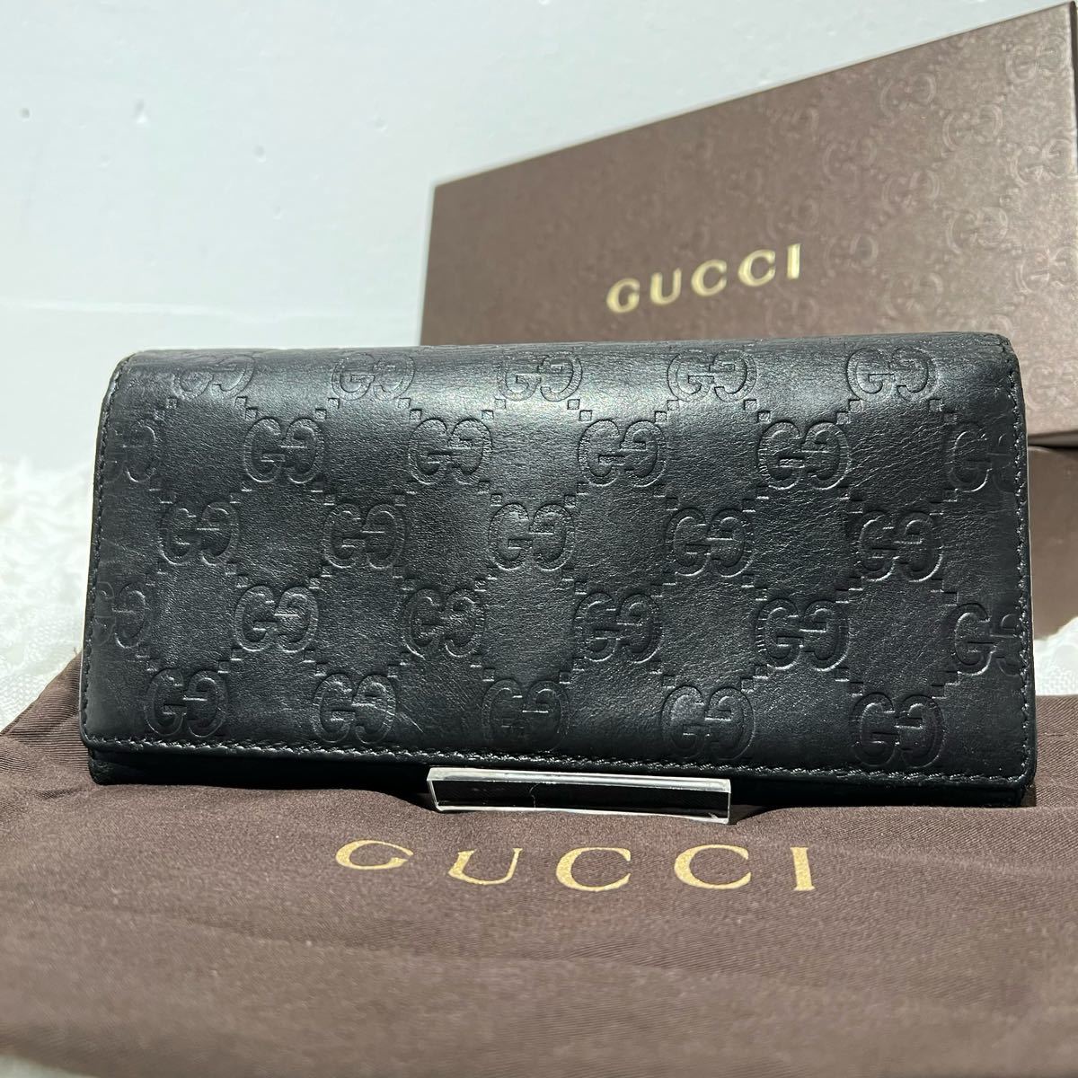 出産祝い ✨超良品✨ グッチ GUCCI 財布 長財布 シマレザー 長財布