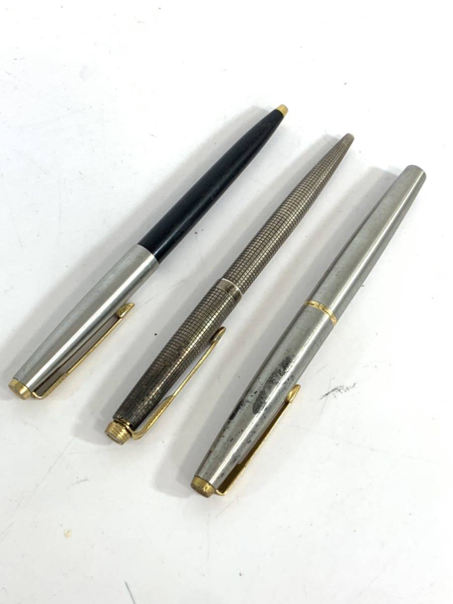 PARKER パーカー ボールペン 万年筆 ステンレス 3本セット シルバー