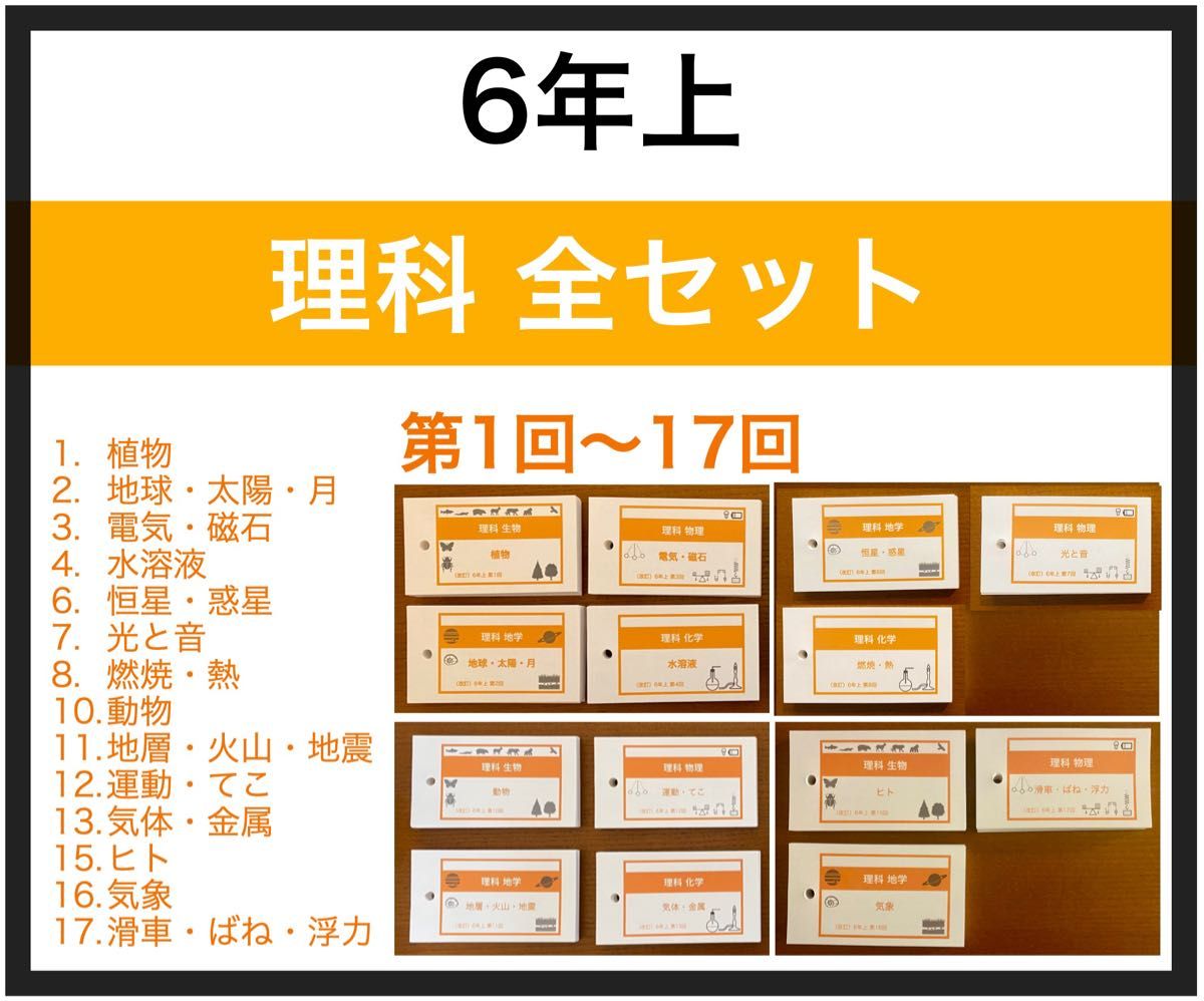 完売 中学受験【6年上 理科 組分け 予習シリーズ 全セット1-17回】暗記