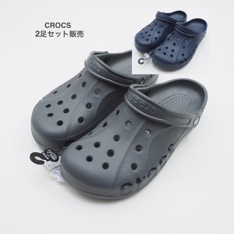 MN-0625-003.5 新品 『2足セット販売』 クロックス CROCS ストラップ サンダル ネイビー グレー M9 W11の画像1