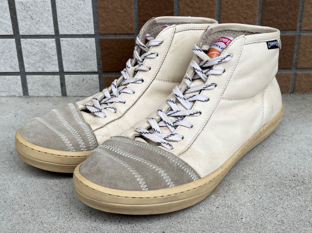 【良品】CAMPER カンペール 本革レザースニーカー 37/23.5目安　グレー×ホワイト、靴、ジューズ_画像2