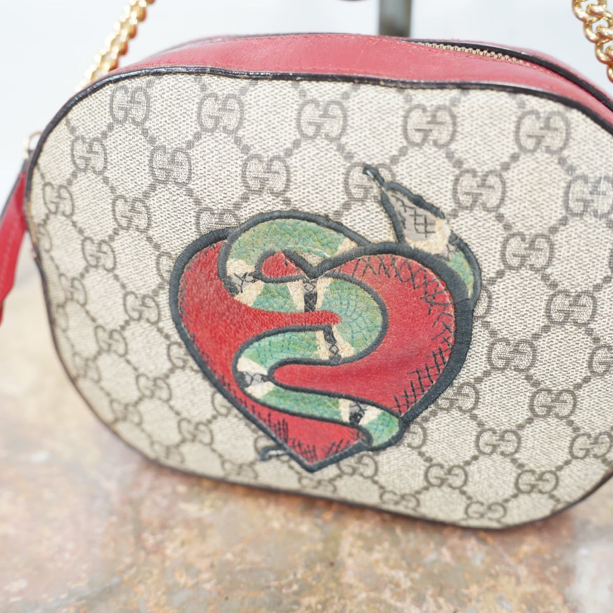 GUCCI MADE IN ITALY/2016年ホリデーコレクショングッチGG柄スネークロゴチェーンショルダーバッグ_画像3