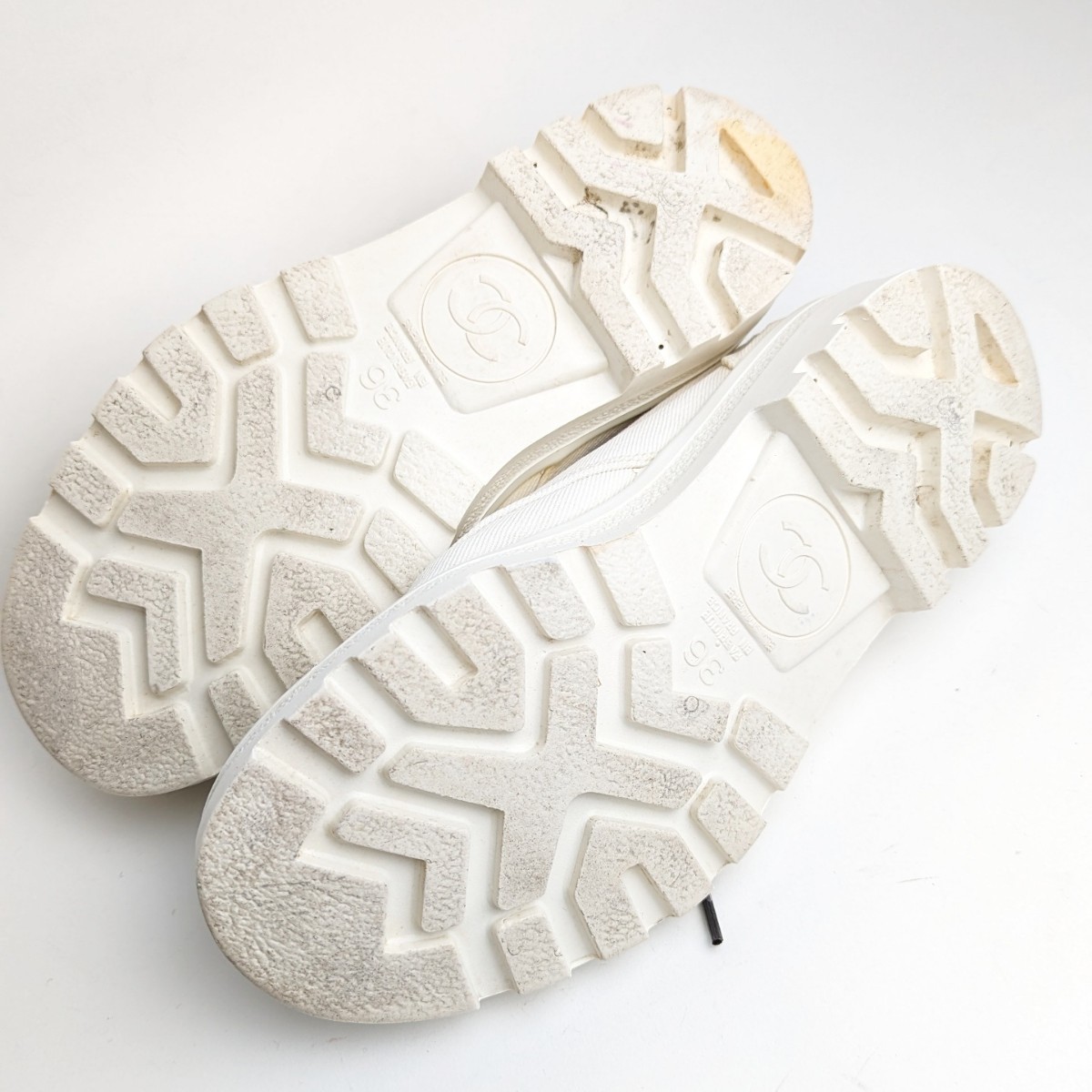 シャネル ココマーク スニーカー 36 約22.5~23 CHANEL 白