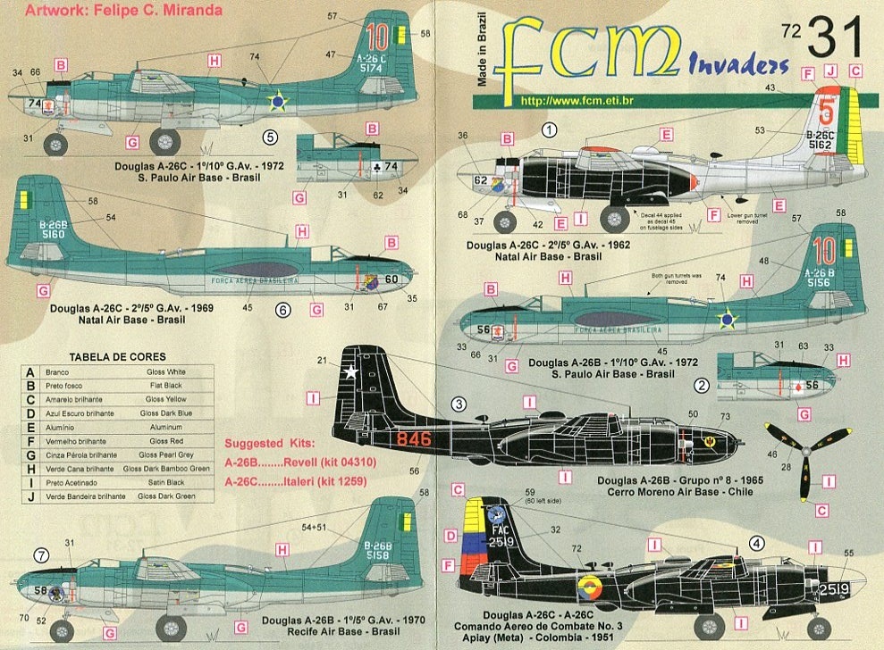 1/72 FCMデカール　中南米の ダグラス A-26 インベーダー_画像1