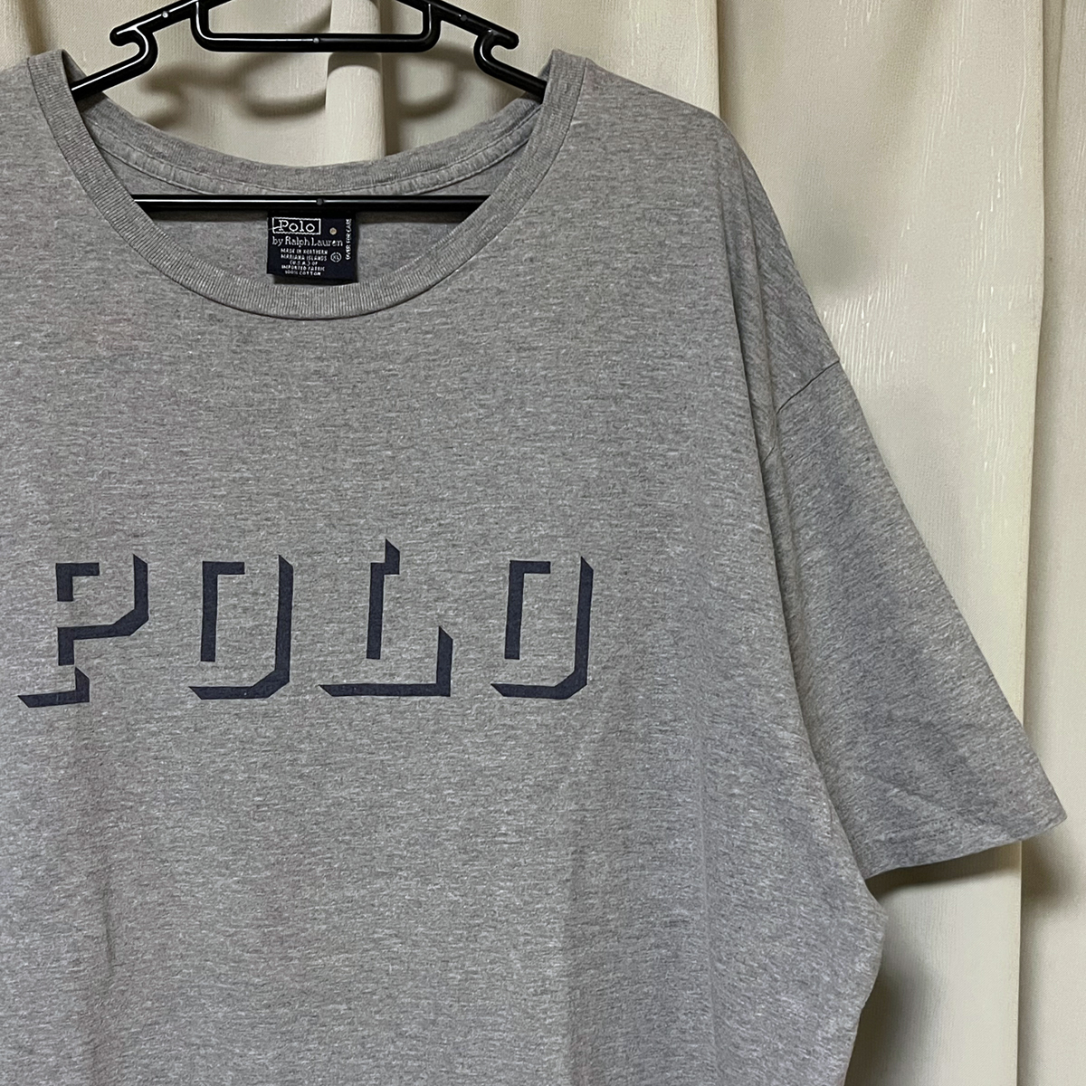 XL USA製 Polo Ralph Lauren ラルフローレン ロゴ Tシャツ ステンシル風 グレー レア 00s Y2K RRL ビンテージ アメリカ製ビッグサイズ 古着