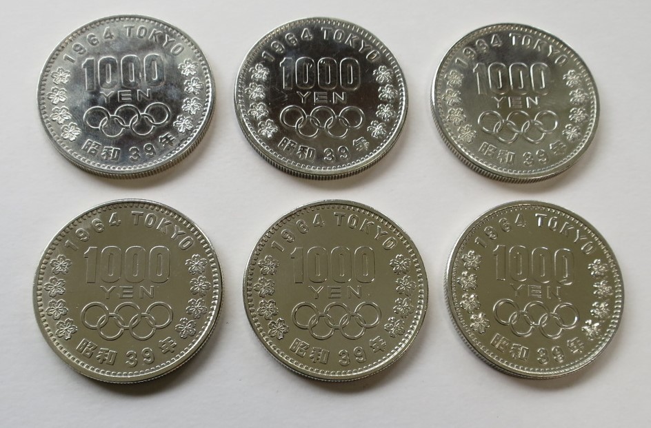 B1 ◇未使用◇ 昭和39年 1964年 東京オリンピック記念 1,000円銀貨 6枚