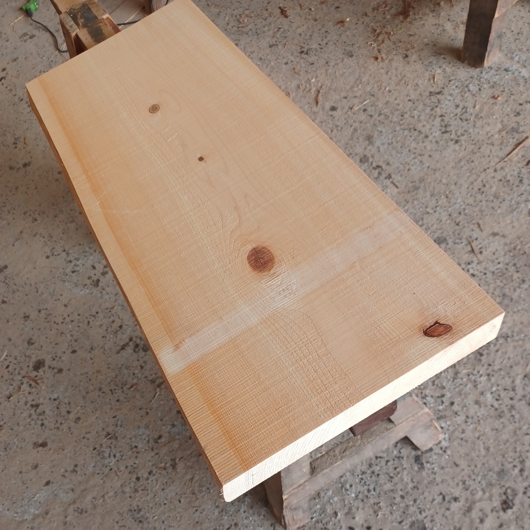 C-1228【79×32.2～33×4.9cm】 国産ひのき 　片耳付節板 　テーブル 　椅子　 看板 　一枚板　 桧　 檜　無垢材　 DIY