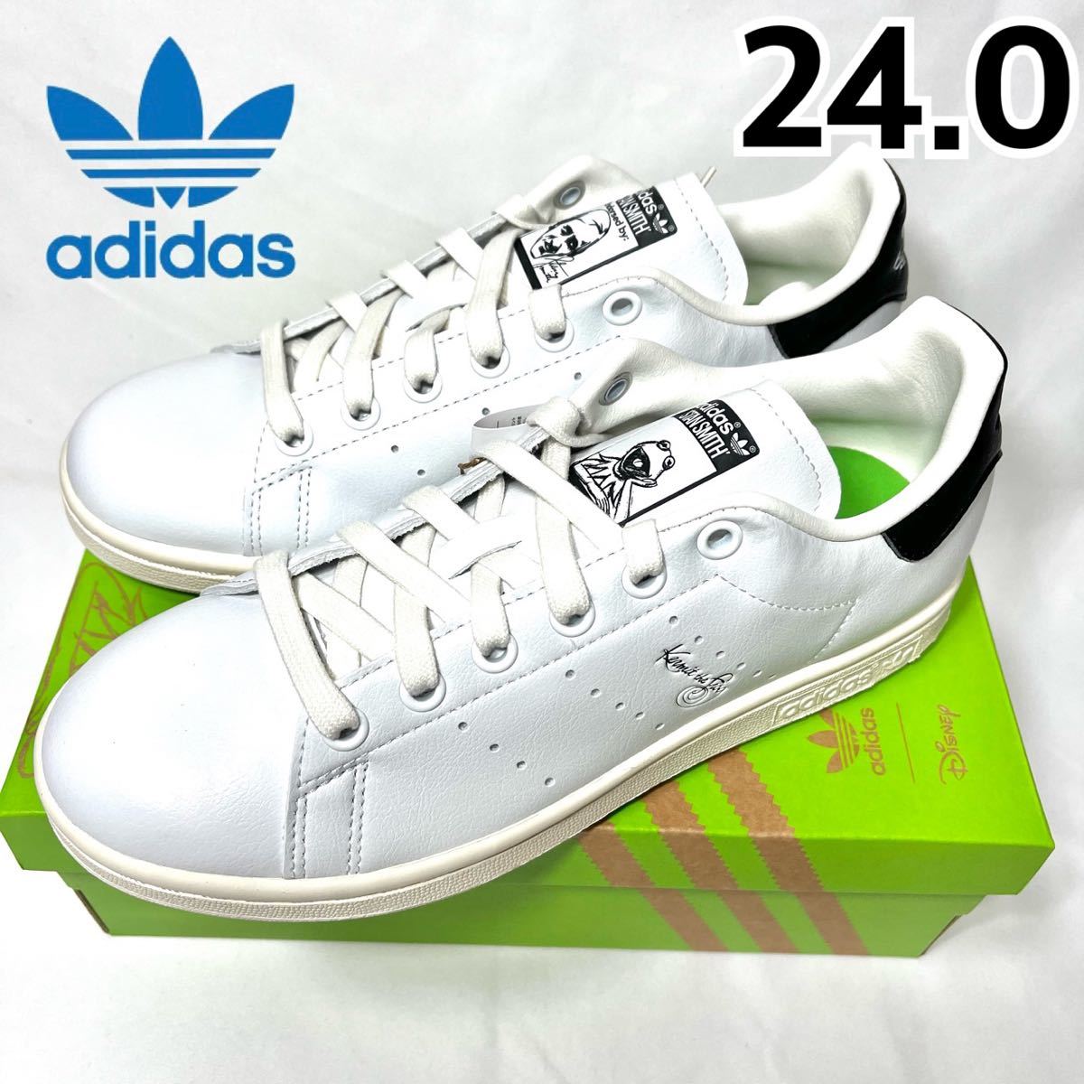 【新品】 adidas Kermit Stan Smith Disney アディダス スタンスミス スニーカー カーミット GX9513 ホワイト ブラック 白 黒 24.0