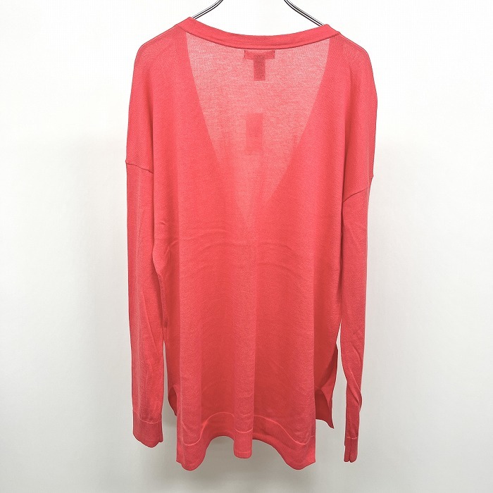  Gap GAP cardigan knitted long sleeve long sleeve thin plain V neck button stop long tail cotton × rayon L Pink Lady -s